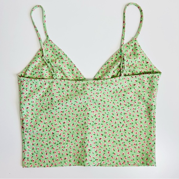 NWT Forever 21 Sage Green & Pink Floral Button Embellished Corset Crop Top - Picture 2 of 12